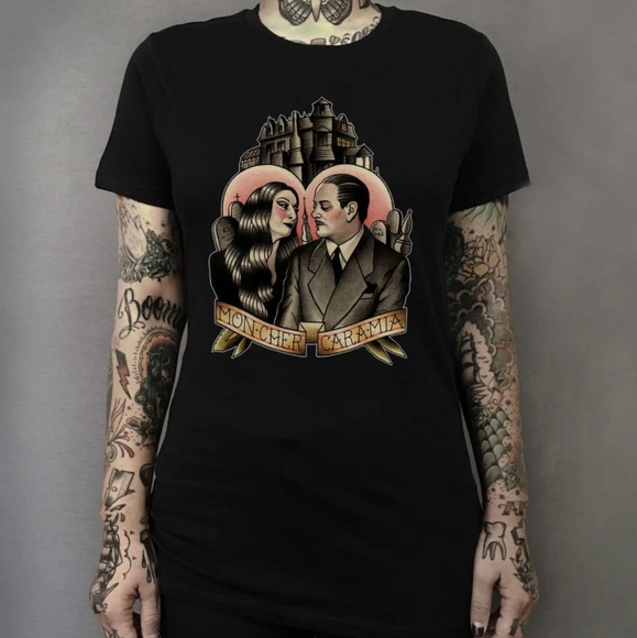 Parlor Tattoo Print Tops - Addams Family Small Shirt In Womens